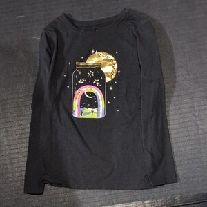 Kids Black Long Sleeve Shirt with Rainbow Jar Design